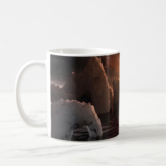 Exoplanet Trappist-1f von der Icy Night Seite. Kaffeetasse (Links)