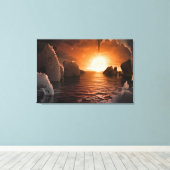 Exoplanet Trappist-1f von der Icy Night Seite. Leinwanddruck (Insitu (Holzboden))