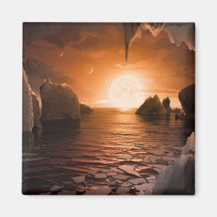 Exoplanet Trappist-1f von der Icy Night Seite. Magnet