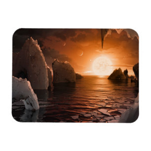 Exoplanet Trappist-1f von der Icy Night Seite. Magnet