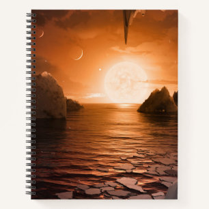 Exoplanet Trappist-1f von der Icy Night Seite. Notizblock