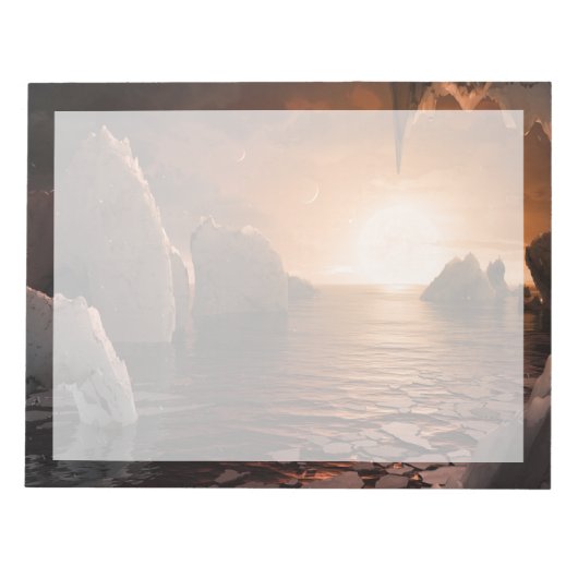Exoplanet Trappist-1f von der Icy Night Seite. Notizblock (Vorderseite)