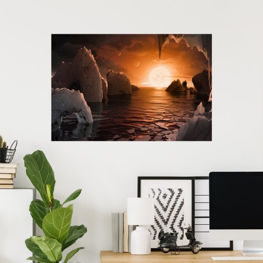 Exoplanet Trappist-1f von der Icy Night Seite. Poster (Heimbüro)