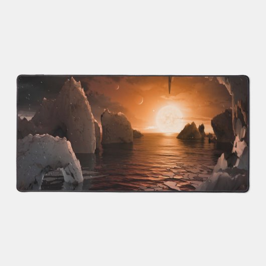 Exoplanet Trappist-1f von der Icy Night Seite. Schreibtischunterlage (Vorderseite)