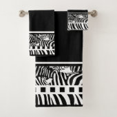 Exotic Animal Black and White Zebra Print Totuch Badhandtuch Set (Insitu)