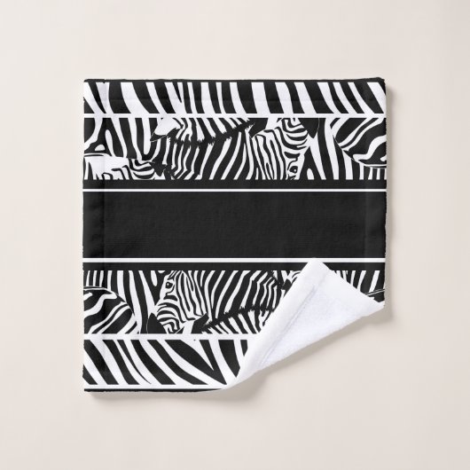 Exotic Animal Black and White Zebra Print Totuch Badhandtuch Set (Waschlappen)