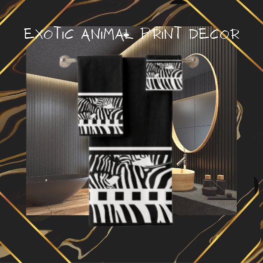Exotic Animal Black and White Zebra Print Totuch Badhandtuch Set