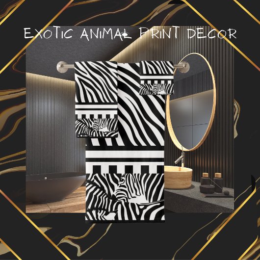 Exotic Animal Black and White Zebra Print Totuch Badhandtuch Set