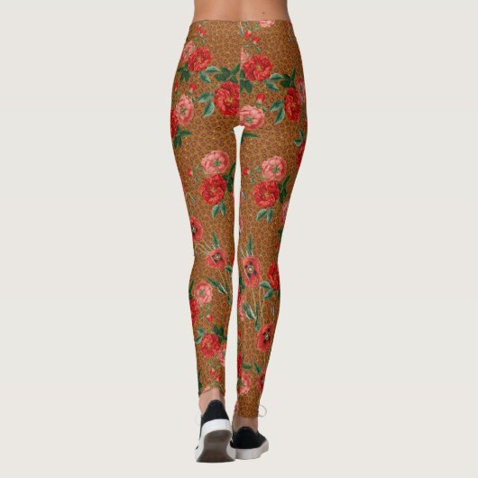 Exotic Animal Leopard drucken beleidigende rote Bl Leggings (Rückseite)