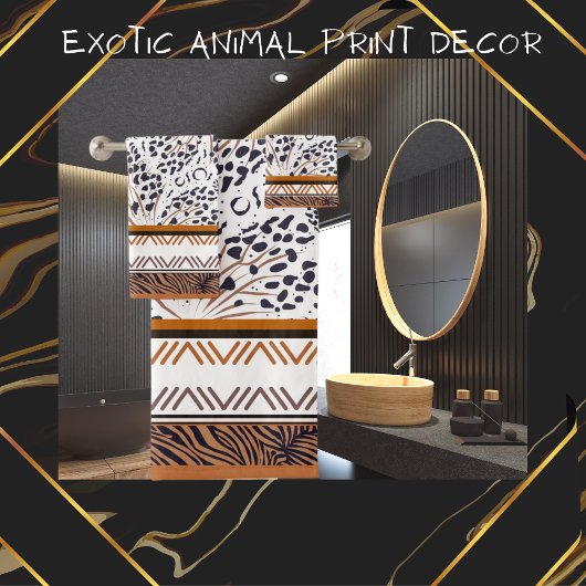Exotic Animal Prints Brown, Rust, Black Graphics Badhandtuch Set
