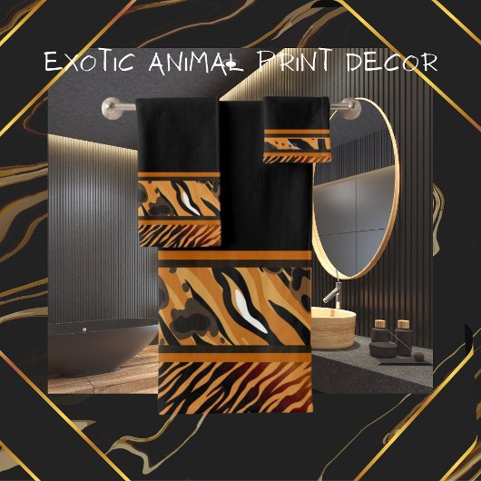 Exotic Animal Tiger Strips Tierdruckhandtuch Badhandtuch Set