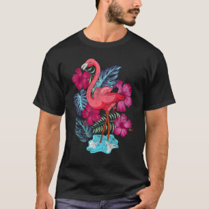 Exotic Animal Tropical Zoo Bird Blume Rosa Flam T-Shirt