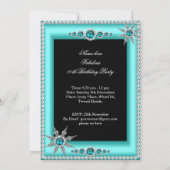 Exotic Aquamarin Blue Aqua Snowflake Foto Geburtst Einladung (Rückseite)