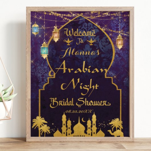 Exotic Arabian Nights Lamp Brautparty Willkommen Poster