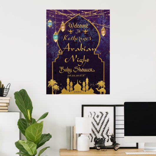 Exotic Arabian Nights Lanterns Baby Dusche Willkom Poster (Heimbüro)