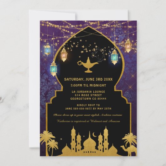 Exotic Arabian Nights Lanterns Brautparty Einladung (Rückseite)