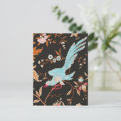 Exotic Asian Birds And Flowers Embroidery Postkarte (Stehend Vorderseite)