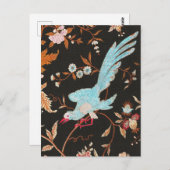 Exotic Asian Birds And Flowers Embroidery Postkarte (Vorne/Hinten)