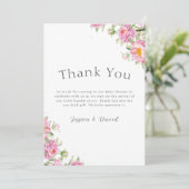 Exotic Baby Dusche Rose Fdventure Dankeskarte (Stehend Vorderseite)