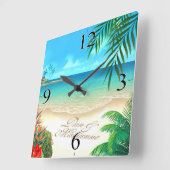 Exotic Beach FRAGTE mir, IHRE NAMEN IN SAND ZEICHN Quadratische Wanduhr (Winkel)