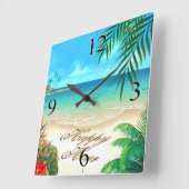 Exotic Beach FRAGTE mir, IHRE NAMEN IN SAND ZEICHN Quadratische Wanduhr (Winkel)