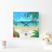 Exotic Beach FRAGTE mir, IHRE NAMEN IN SAND ZEICHN Quadratische Wanduhr (Zuhause)