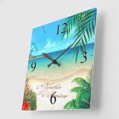 Exotic Beach FRAGTE mir, IHRE NAMEN IN SAND ZEICHN Quadratische Wanduhr (Winkel)
