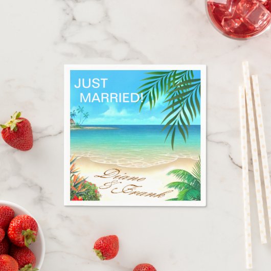 Exotic Beach FRAGTE mir, IHRE NAMEN IN SAND ZEICHN Serviette (Beispiel)