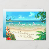 Exotic Beach Hawaiian Hochzeit erhalten Namen in S Einladung (Vorne/Hinten)