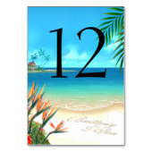 Exotic Beach Table Card FRAGE MICH 4 NAMEN IN SAND Tischnummer (Rückseite)