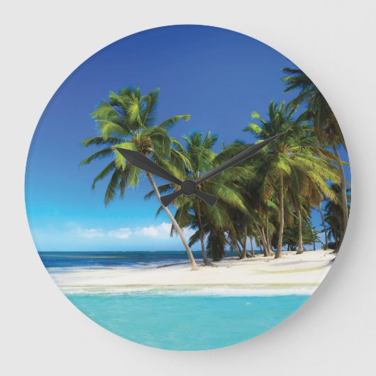 Exotic beach throw pillow große wanduhr (Vorderseite)