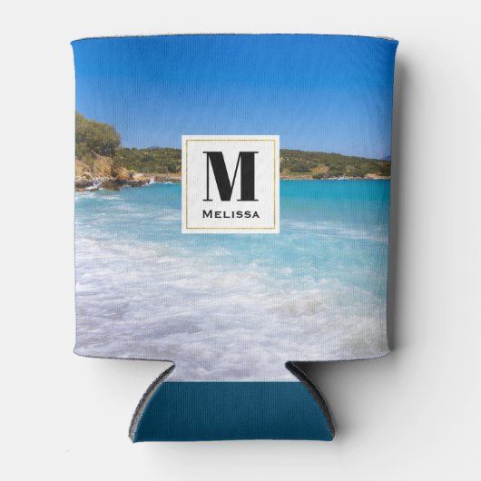 Exotic Beach Tropical Island Paradise Monogram Dosenkühler (Vorderseite)