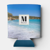 Exotic Beach Tropical Island Paradise Monogram Dosenkühler (Rückseite)