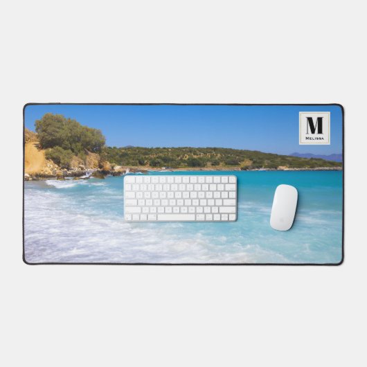 Exotic Beach Tropical Island Paradise Monogram Schreibtischunterlage (Tastatur & Maus)