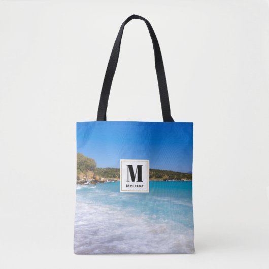Exotic Beach Tropical Island Paradise Monogram Tasche (Vorderseite)