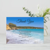 Exotic Beach Tropical Island Paradise Wedding Dankeskarte (Stehend Vorderseite)