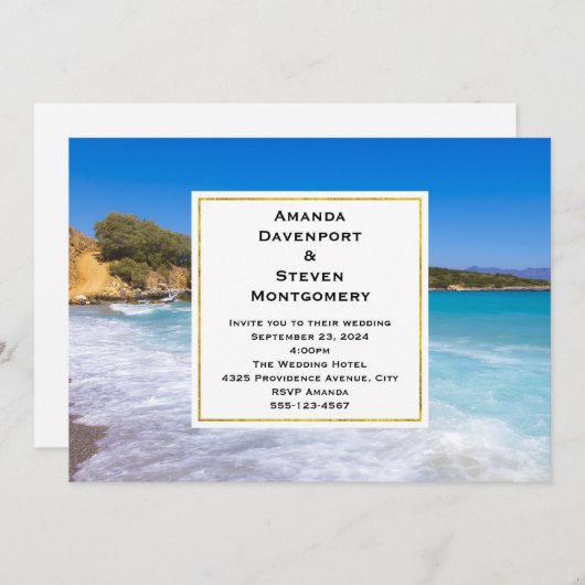 Exotic Beach Tropical Island Paradise Wedding Einladung (Vorne/Hinten)