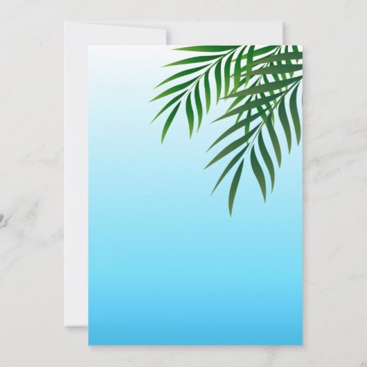 Exotic Beach Wedding "Imitats Vellum" Einladung (Rückseite)