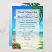 Exotic Beach Wedding "Imitats Vellum" Einladung (Vorne/Hinten)