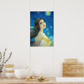 Exotic Beauty in Starry Night, Van Gogh Style Art Poster (Küche)