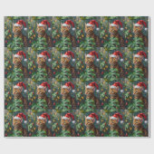 Exotic Bengal Cat Jungle Christmas Playtime Art Geschenkpapier (Flach)