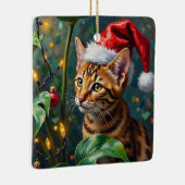 Exotic Bengal Cat Jungle Christmas Playtime Art Keramikornament (Rechts)