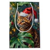 Exotic Bengal Cat Jungle Christmas Playtime Art Mittlere Geschenktüte (Vorderseite)