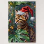 Exotic Bengal Cat Jungle Christmas Playtime Art Puzzle (Vertikal)