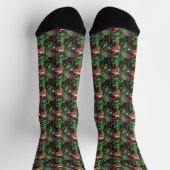 Exotic Bengal Cat Jungle Christmas Playtime Art Socken (Oben)