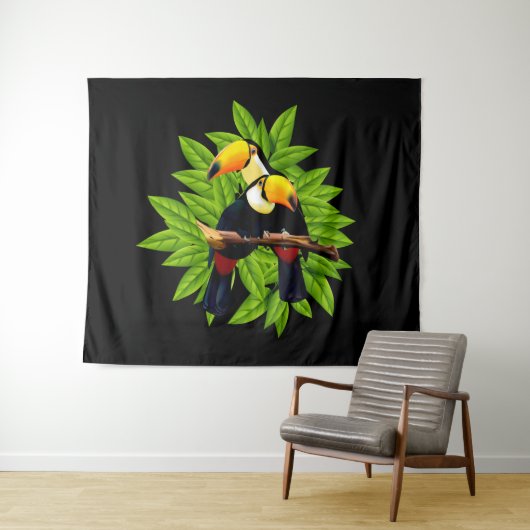 Exotic Birds Black Wandteppich (Beispiel (Horizontal))