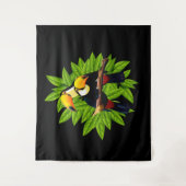 Exotic Birds Black Wandteppich (Vorderseite)