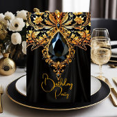 Exotic Birthday Rich Black Gold Jewel Butterfly Einladung