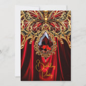 Exotic Birthday Rich red Gold Jewel Butterfly Einladung (Vorderseite)