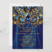 Exotic Birthday Steel Blue Gold Jewel Butterfly Einladung (Rückseite)